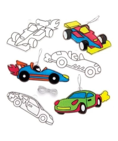 AW572 Racing Car Suncatchers - Pack of 8 Acrylic Festive Suncatchers for Creative Art and Craft Activities to Make and Decora...