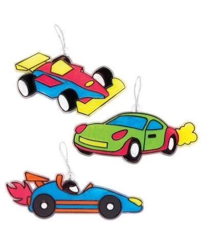 AW572 Racing Car Suncatchers - Pack of 8 Acrylic Festive Suncatchers for Creative Art and Craft Activities to Make and Decora...