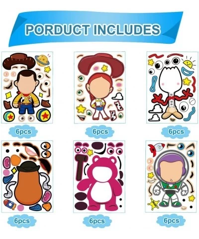 36 PCS Toy Inspired Story Stickers for Toy Inspired Story Party Favors Make a Face Sticker Sheets Make Your Own Cartoon Stick...