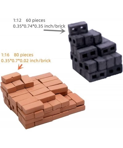 140pcs Miniature Bricks Blocks 80pcs Red Mini Wall Bricks 1 16 Scale 60pcs Mini Cinder Blocks 1 12 Scale Fake Bricks for Doll...