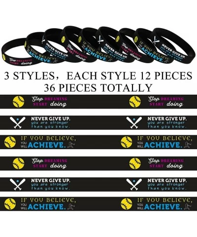 36 Pieces Softball Motivational Bracelets Baseball Inspirational Bracelets Baseball Stretch Silicone Rubber Wristbands Ball R...