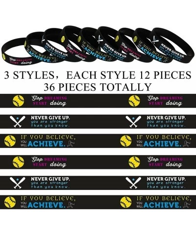 36 Pieces Softball Motivational Bracelets Baseball Inspirational Bracelets Baseball Stretch Silicone Rubber Wristbands Ball R...